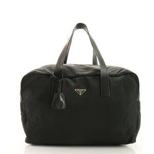 Prada Tessuto leather tote bag triangle logo black shoulder